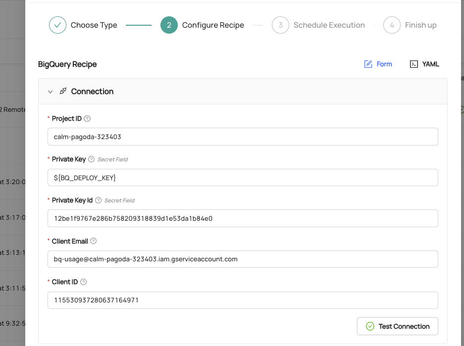 Using a secret called BQ_DEPLOY_KEY which is managed in AWS secrets manager